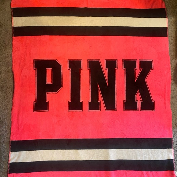 PINK Victoria's Secret Black and Bright Pink Blanket - Picture 3 of 5